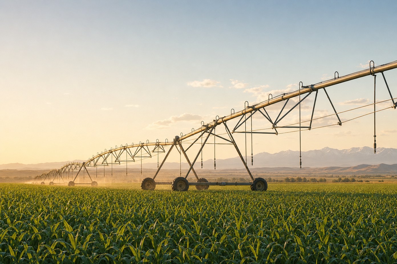 A center-pivot irrigation system over a field A center-pivot irrigation system over a field